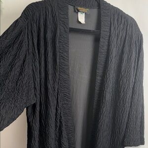 Robellini Black Crinkle Open-Front Cape Jacket